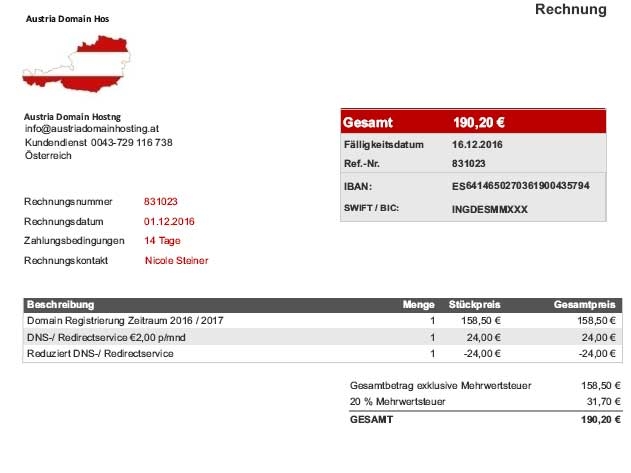 So sieht die Schein-Rechnung aus