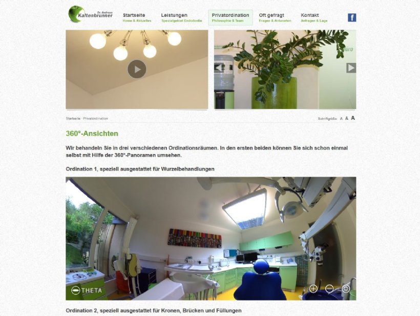 Interaktive 360°-Ansichten der Ordination