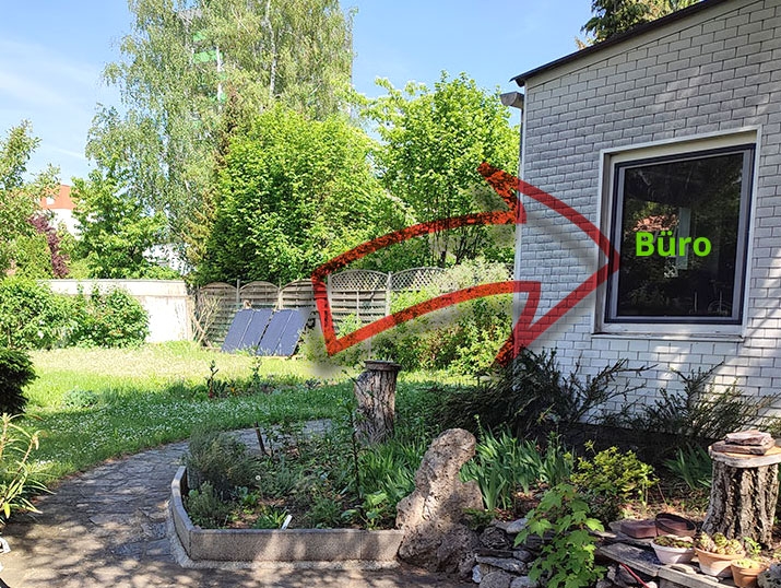 In unserem Büro wird der im Garten erzeugte Solarstrom gleich direkt verbraucht!