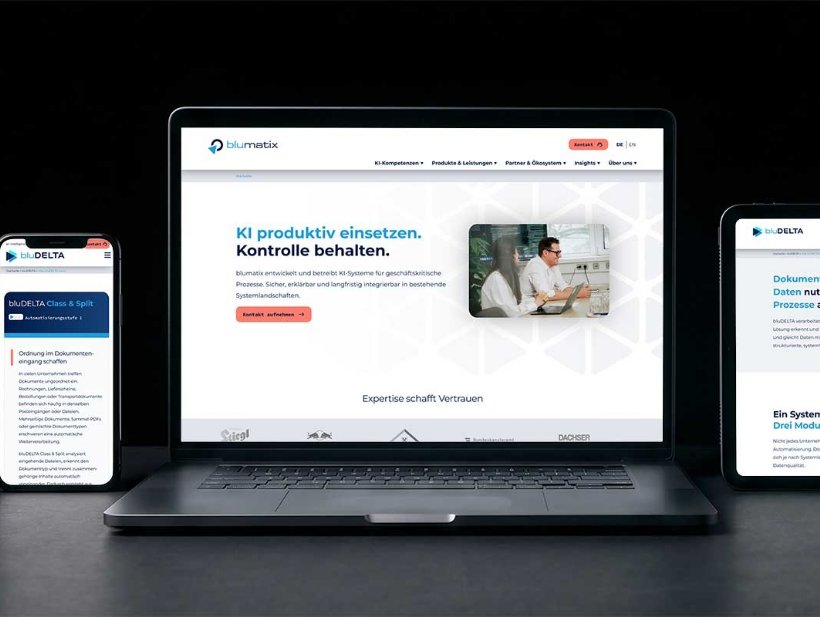 Die relaunchte blumatix-Website auf verschiedenen Bildschirmen